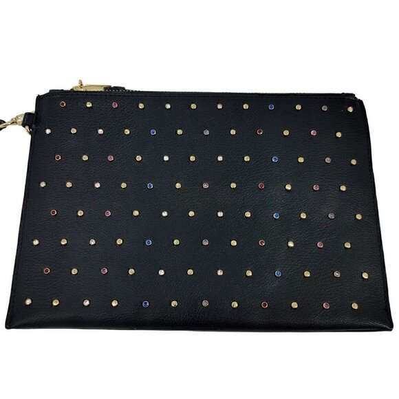 INC International Concepts Rhinesgtone Studded Faux Leather Wristlet Clutch Bag - Picture 2 of 4